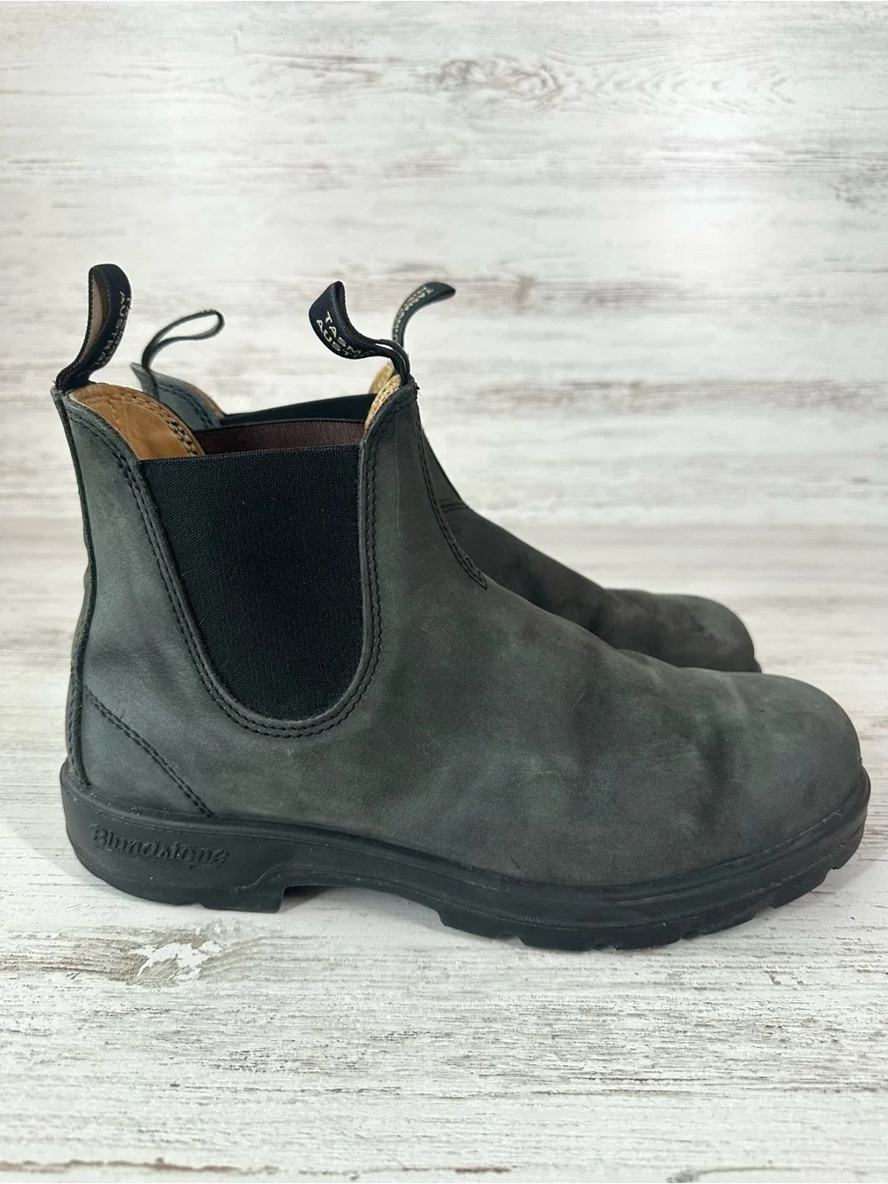 BLUNDSTONE Classic Chelsea Pull On Leather Boots 9 Gray